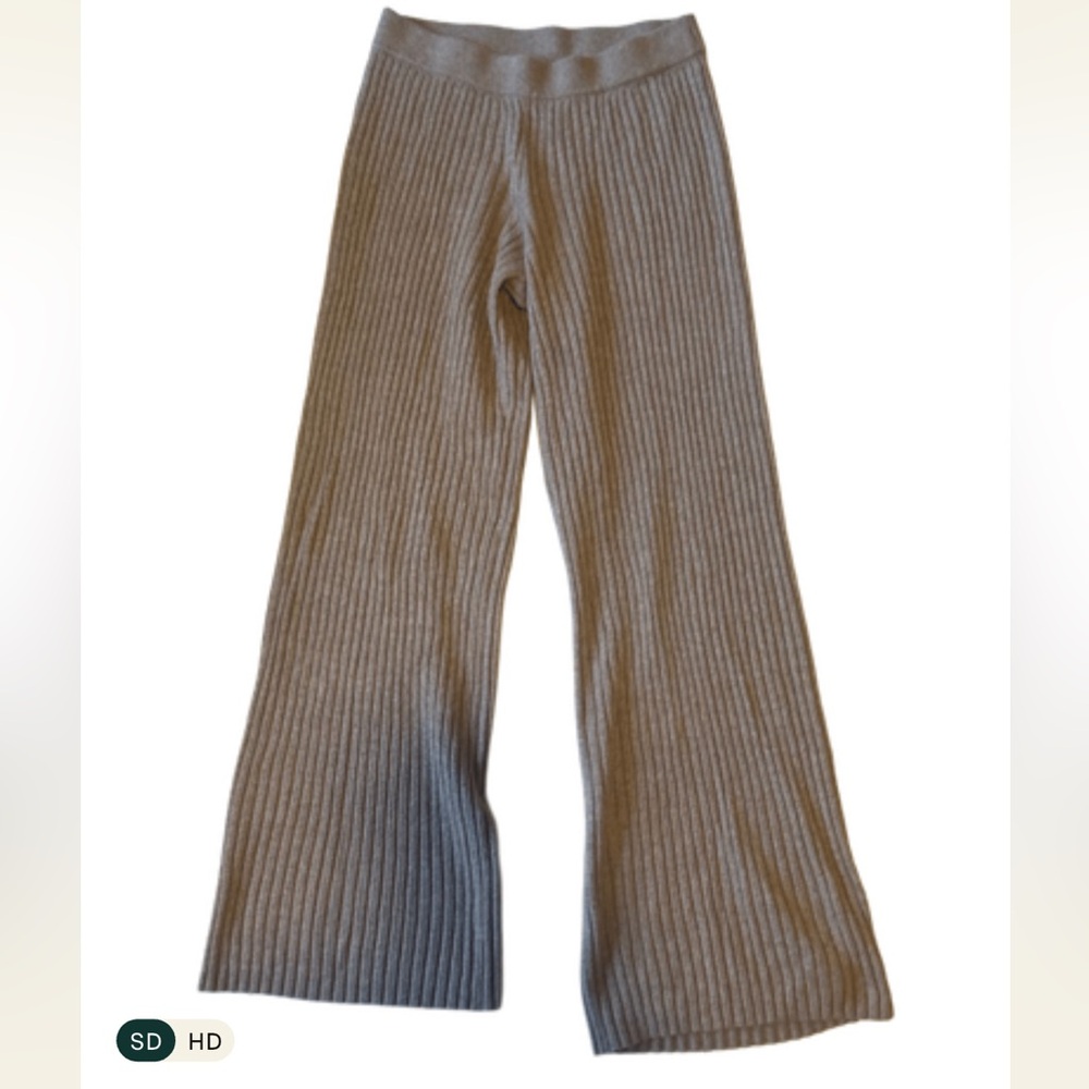 GAP Women's Wide Leg Ribbed Pants - tan